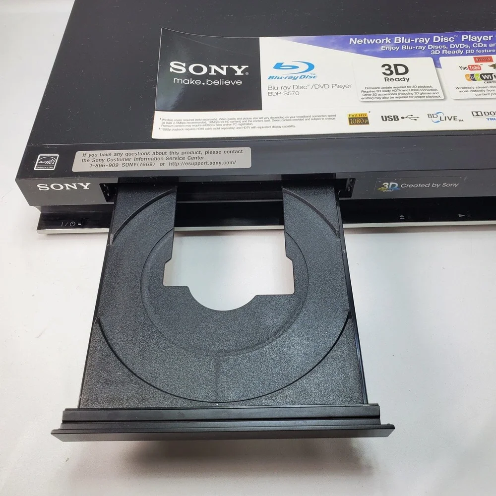 Sony BDP-S570 Blu-ray Disc Player Black 3D Ready WiFi HDMI SACD No Remote